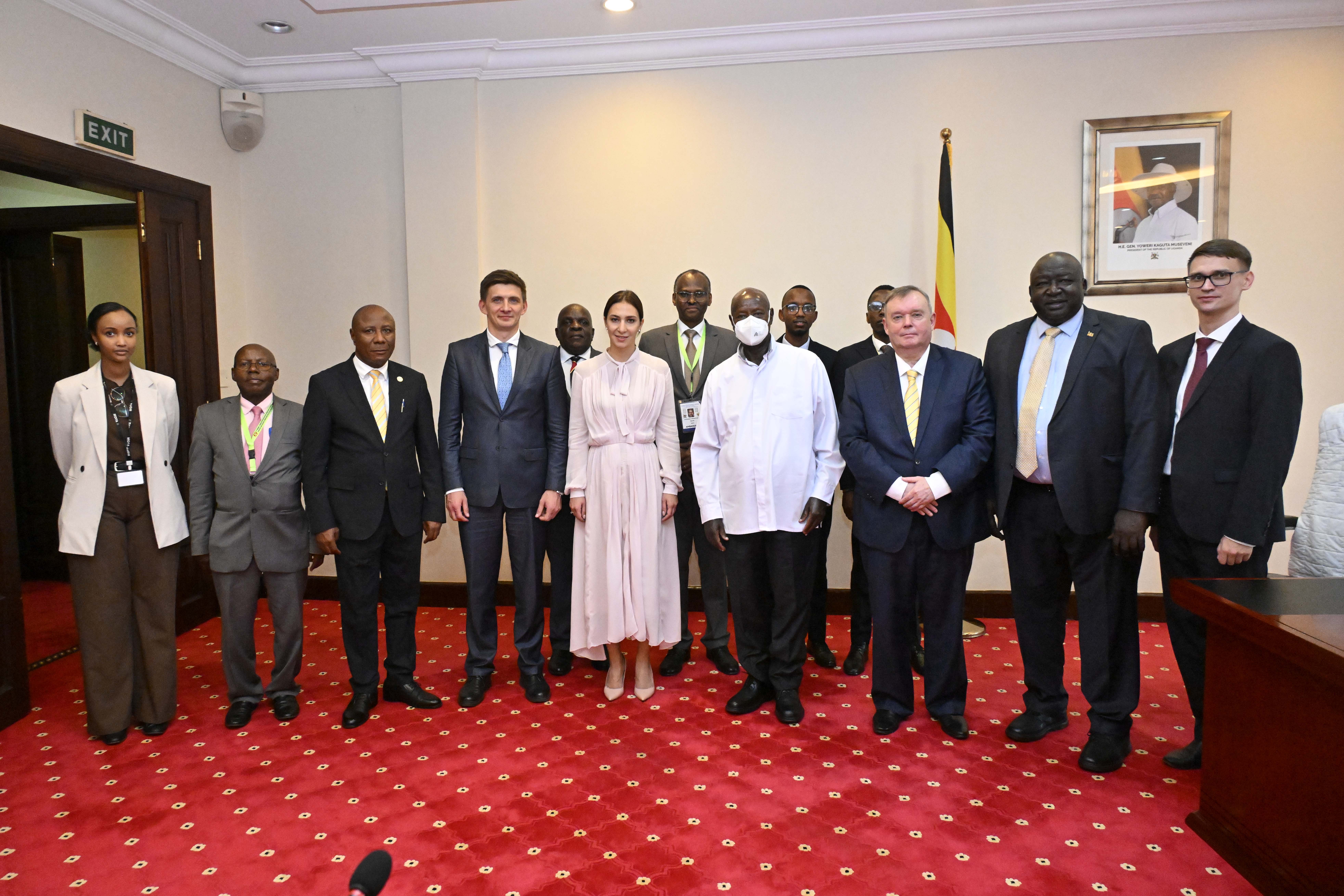 H.E. YOWERI KAGUTA MUSEVENI MEETS RUSSIA'S AMBASSADOR VLADLEN SEMIVOLOS AND MINISTER BELLA CHERKESOVA