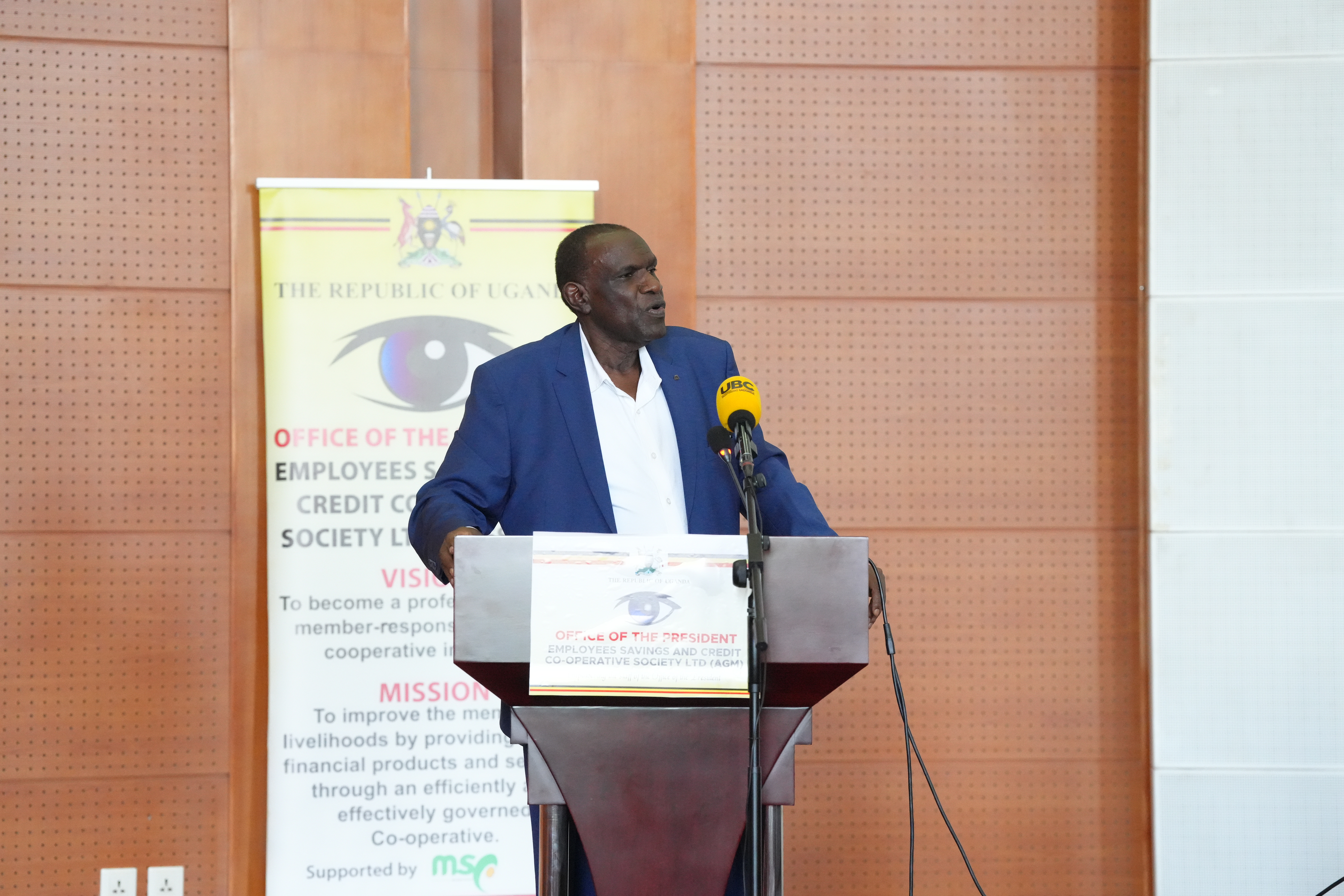 Haji Kakande Yunus, Secretary, Office of the President addressing the OPE SACCO members