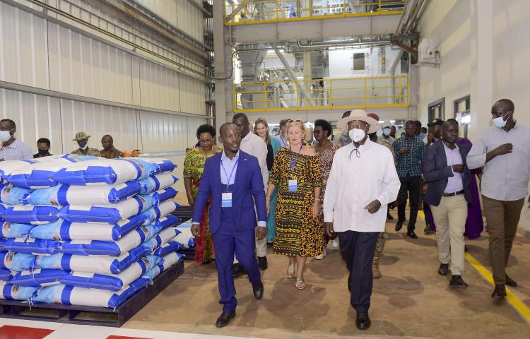 President Museveni Commissions fish feed Factory in Buikwe