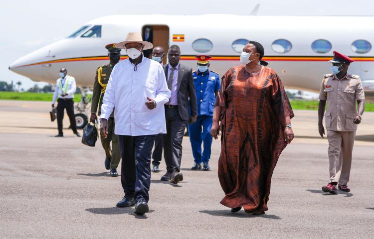 PRESIDENT MUSEVENI RETURNS FROM ARUSHA 